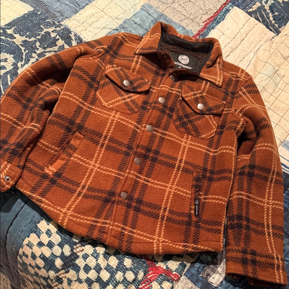 Fur lined plaid kids jacket
